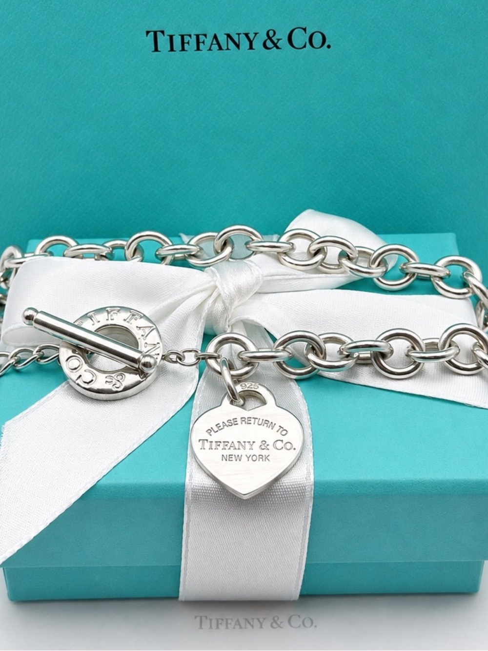 Tiffany & Co. 17.75” Return to Tiffany Heart Tag Toggle Necklace Sterling Silver - Picture 10 of 12